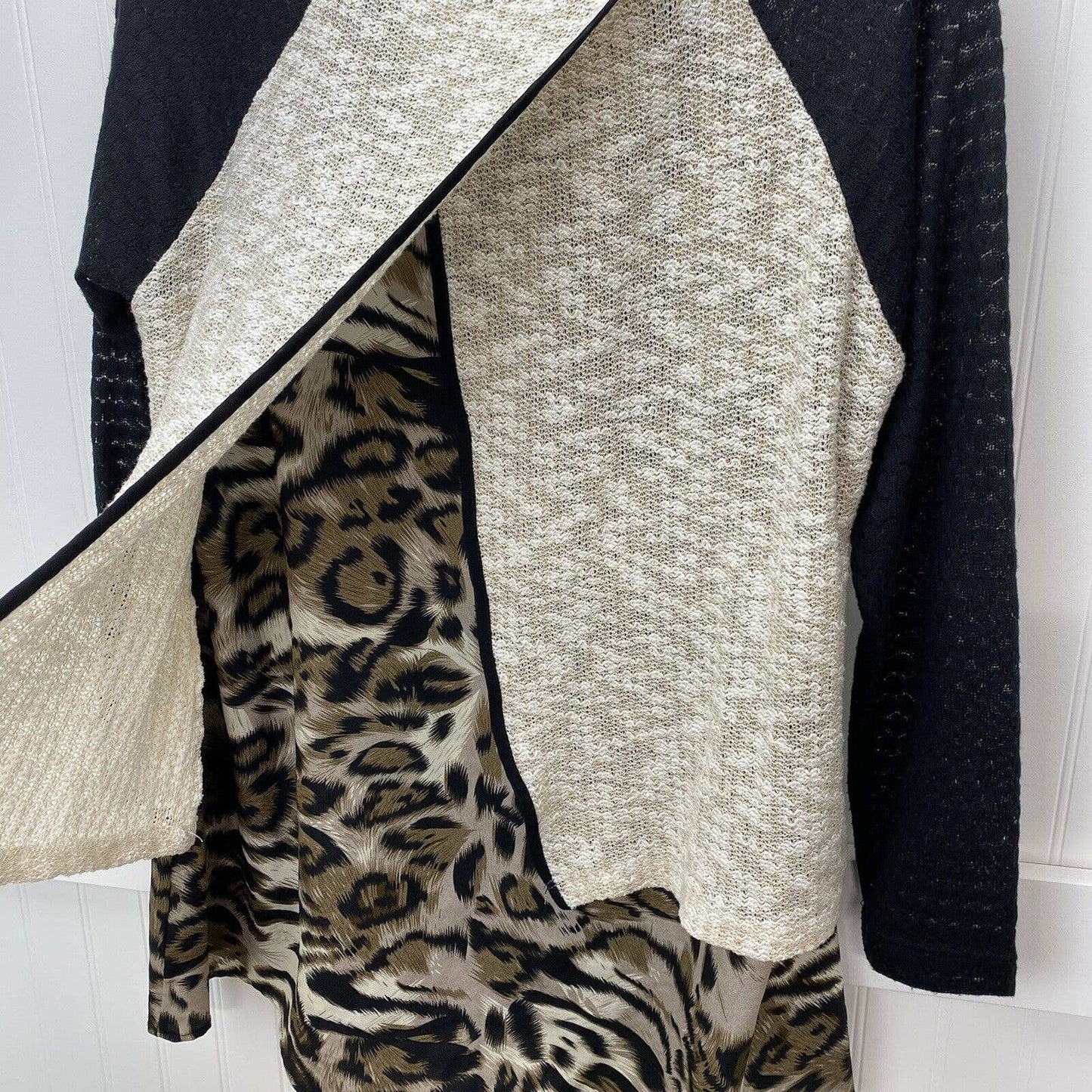 Poeme By Citron Layered Tunic Top Sz Medium Animal Print Split Back Tiered Long