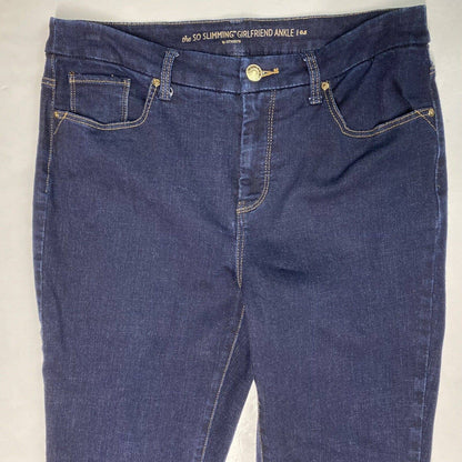 Chicos So Slimming Girlfriend Ankle Sz 0.5 (US 6) Stretch Denim Blue Crop Jeans