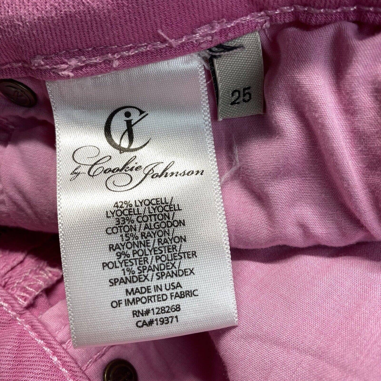 CJ Cookie Johnson Mercy Crop Sz 25 Pink Midrise Stretch Denim Jean Capri USA