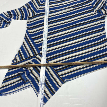 Chicos Travelers Slinky Knit Tunic Top Sz 3 (XL) Stripes Asymmetrical Long EUC
