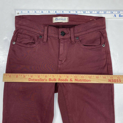 Madewell Skinny Skinny Jeans Womens 24 Lowrise Red Maroon Stretch Denim