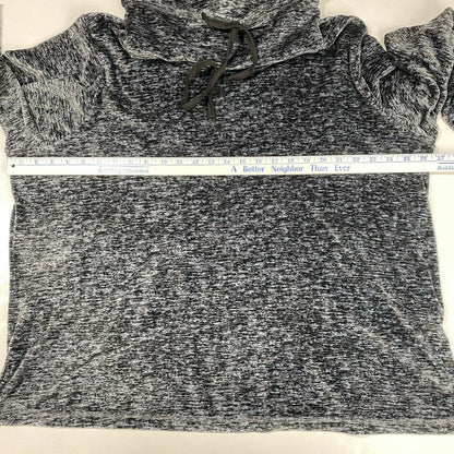 Nicole Miller Drawstring Cowl Neck Sweater Sz 3X Women Dark Gray Marled Soft EUC