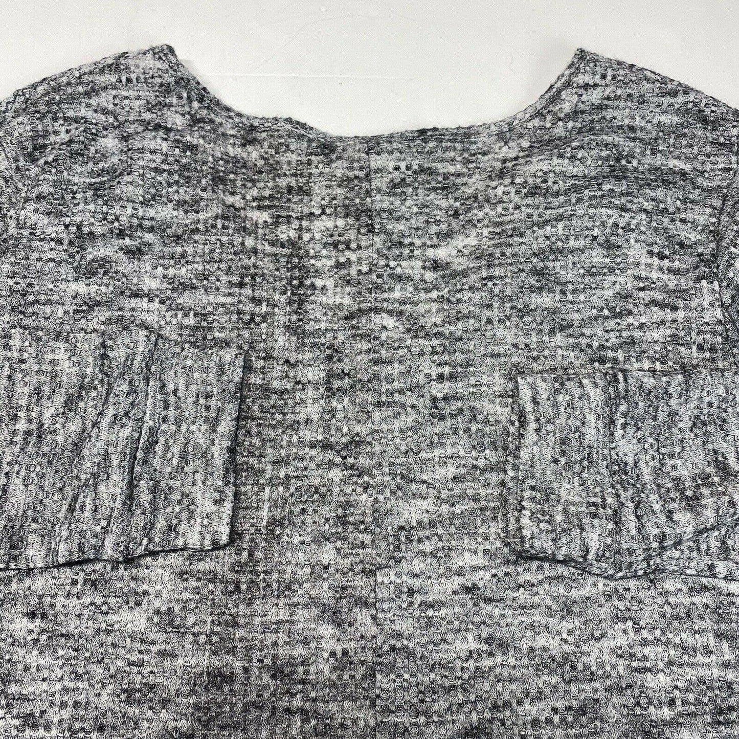 Knox Rose V-Neck Waffle Knit Top XXL Gray Long Sleeve Soft Stretchy Shirt EUC