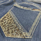 Chicos So Slimming Tapered Sz 00 (US 2) Midrise Denim Jeans Cheetah Print Jewels