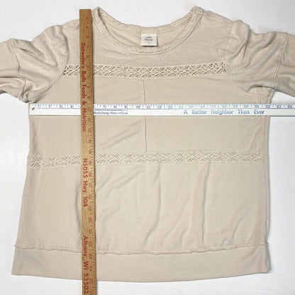 Knox Rose Sweatshirt XL Beige Stretchy Knit Casual Long Sleeve Top Exposed Seams