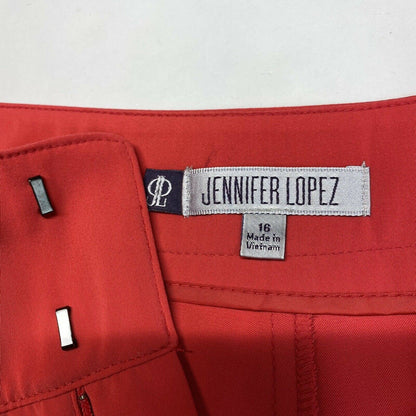 JLO Jennifer Lopez Pleated Shorts Sz 16 High Rise Neon Red/Pink Plus Size EUC