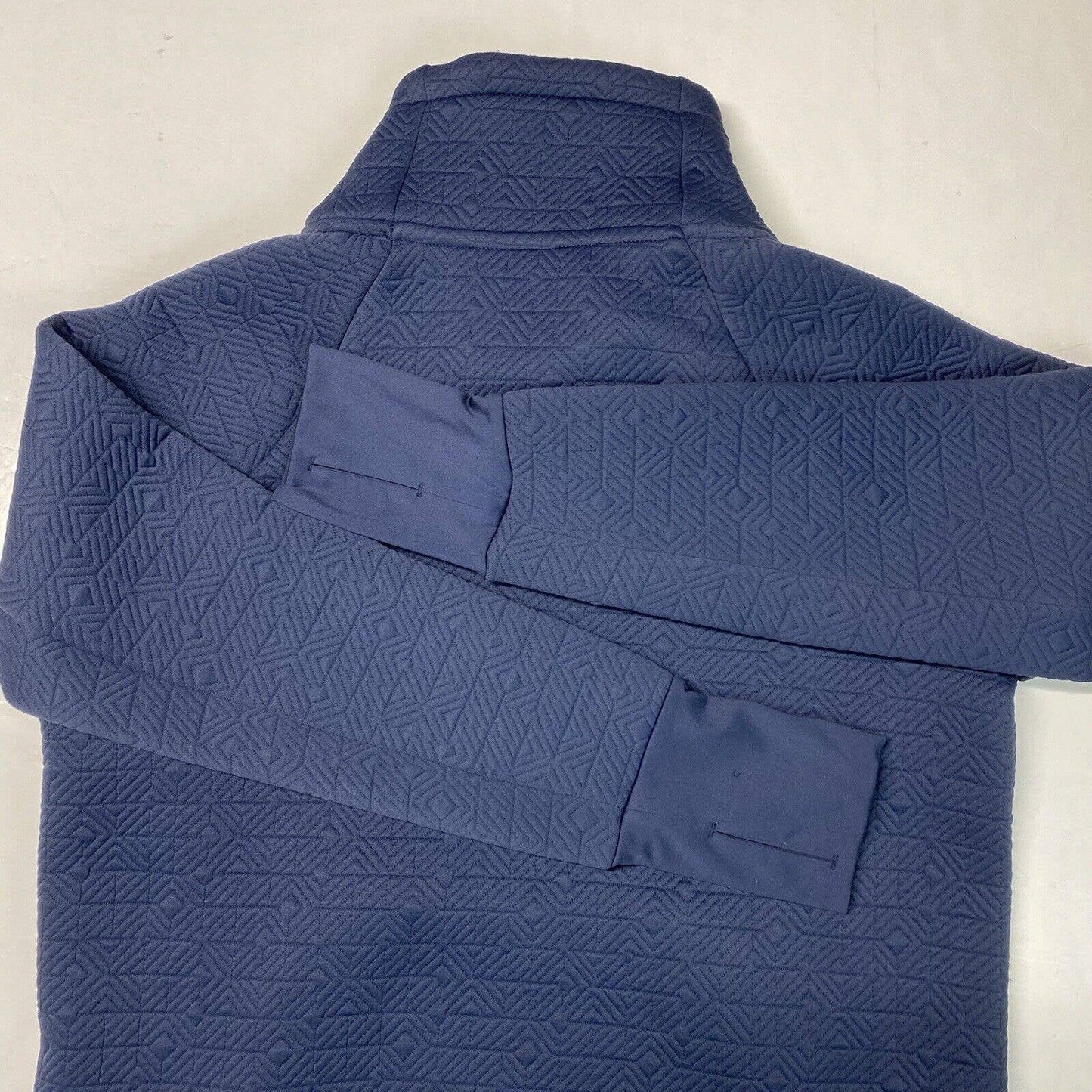 Athleta Jacquard Elevation Sweatshirt Sz Medium Athleisure Navy Blue Thumbholes