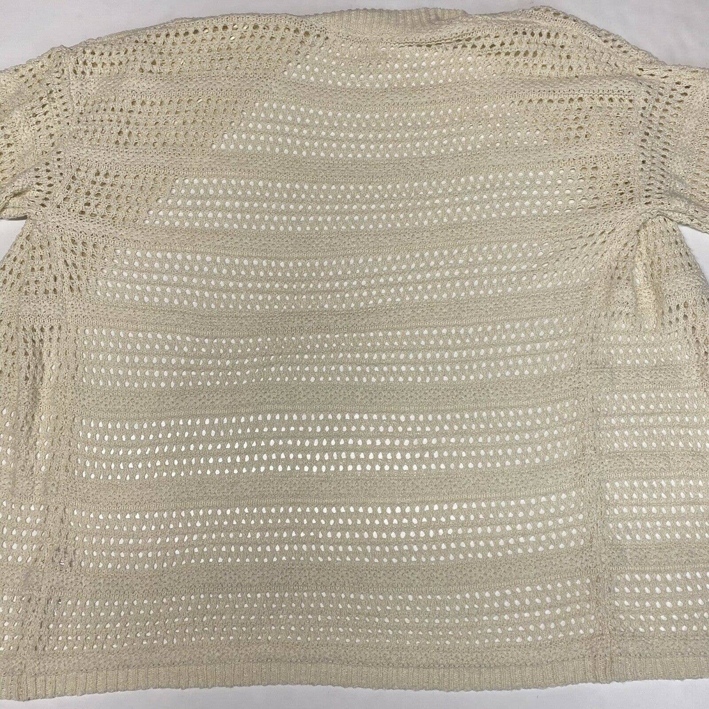 Anthropologie Open Knit Cardigan One Size Beige Open Front Short Sleeve Sweater