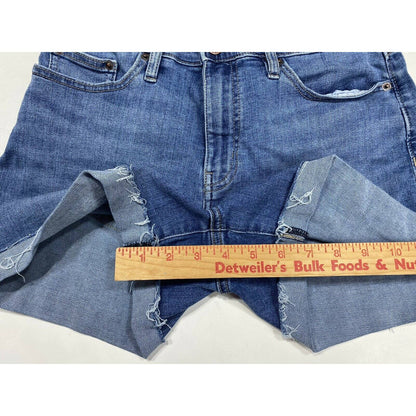 Calvin Klein Sz 6 Womens Hi-Rise Denim Blue Jean Shorts Raw Hem Stretch 12.5”L