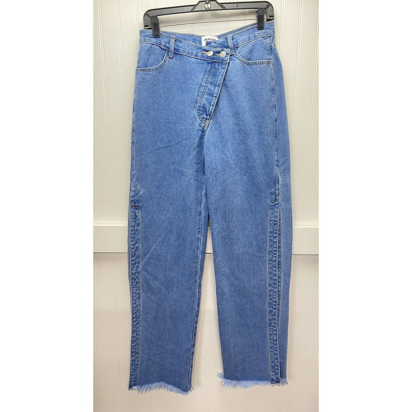 Litz by Uniq Wide Relaxed Jeans Med (28"Waist) Crossover Button Fly Open Sides