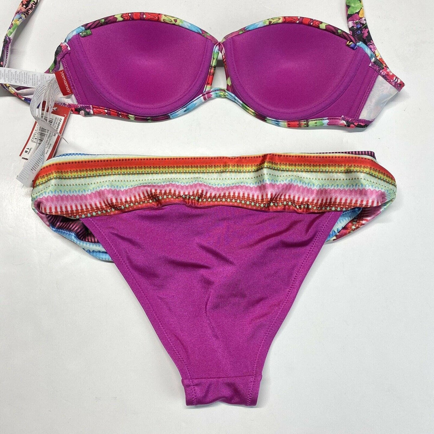 Yamamay Bikini 2 Piece Set Womens 30B/Small Swimsuit Colorful Pattern NEW