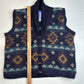 Vintage Newari 100% Wool Sweater Vest Sz Large Hand Knit Multicolor Wood Toggles