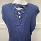 Chico's Open Front Long Cardigan Sz 2 (US 12/Large) Blue Periwinkle Sleeveless