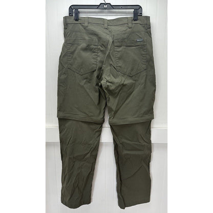 Eddie Bauer Convertible Tech Pants Mens 36 Green Nylon Hiking Zip Off Shorts