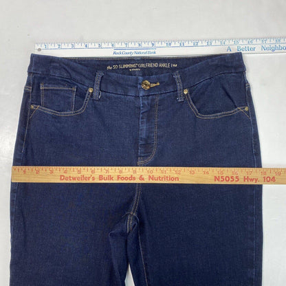 Chicos So Slimming Girlfriend Ankle Sz 0.5 (US 6) Stretch Denim Blue Crop Jeans