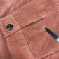 Chicos Suede 100% Leather Jacket Sz 2 (Large) Womens Coral Pink Peach Lined Coat