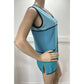 Exclusively Misook Tunic Tank Top Sz Medium Blue Aqua Stripes Sleeveless *Mark