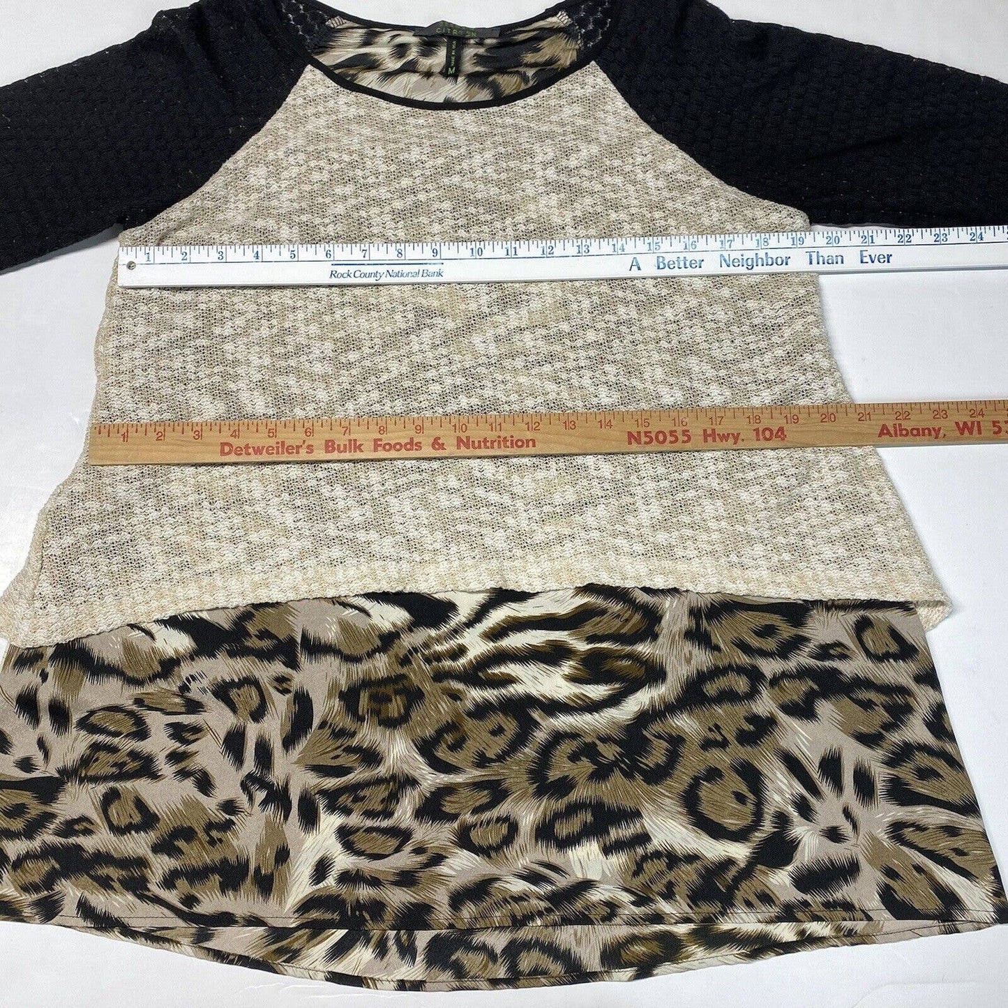 Poeme By Citron Layered Tunic Top Sz Medium Animal Print Split Back Tiered Long