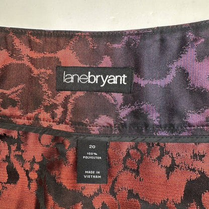 Lane Bryant Floral Skirt 20 Red/Purple/Black Gradient A-Line Pleats Zipper EUC