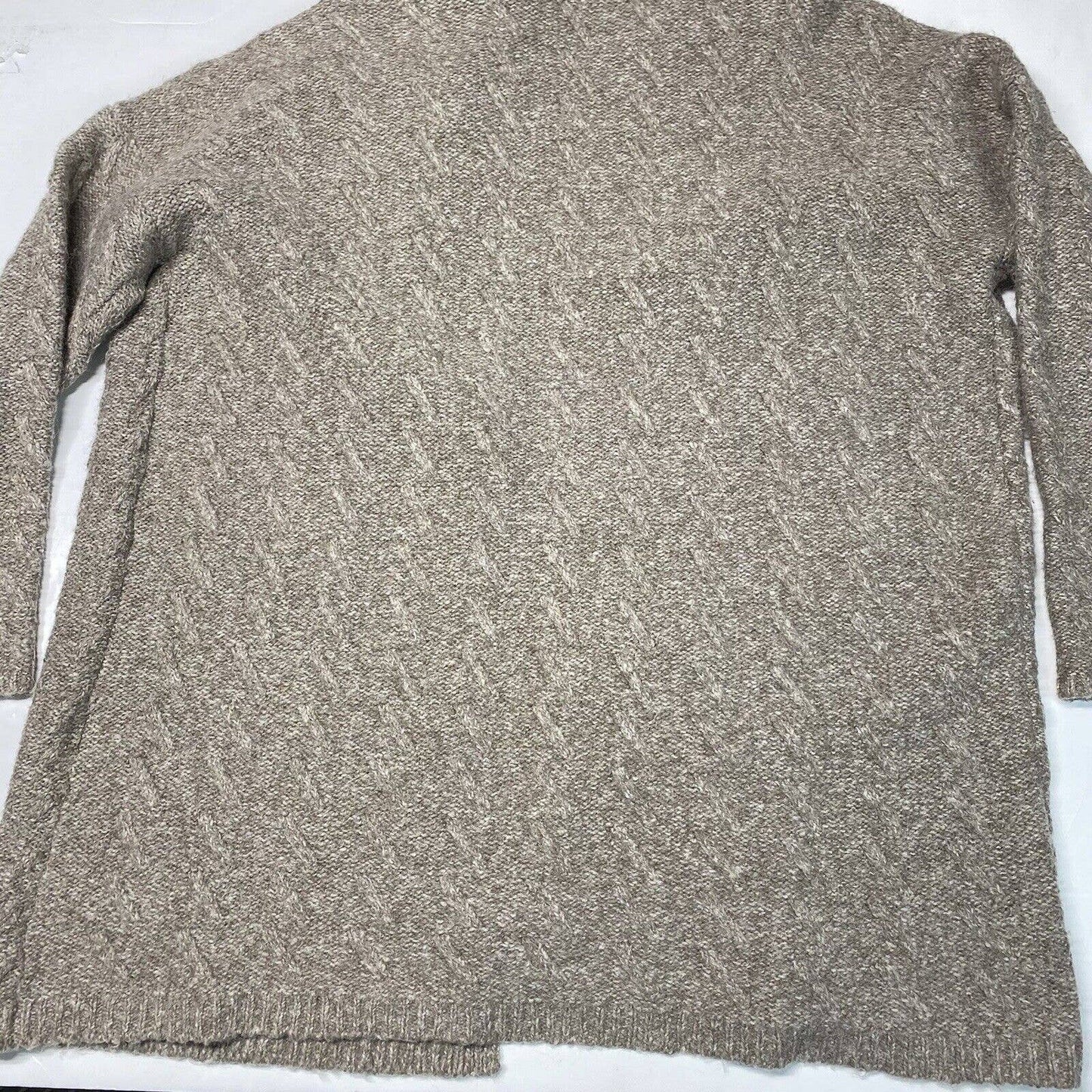 J. Jill Knit Cardigan Sz Medium Taupe/Brown Neutral Open Front Long Sweater EUC