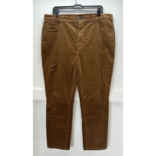 Talbots Straight Leg Corduroy Jeans Womens 18 Brown High Rise Preppy Plus Size
