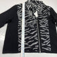 Chicos Eliza Zip Up Knit Cardigan Sz 2 (Large) Zebra Black/Silver Sweater NEW