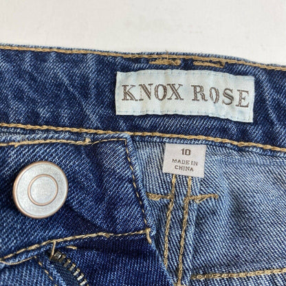 Knox Rose Relaxed Straight Ankle Jeans Sz 10 Denim Distress Embroidered Stripes