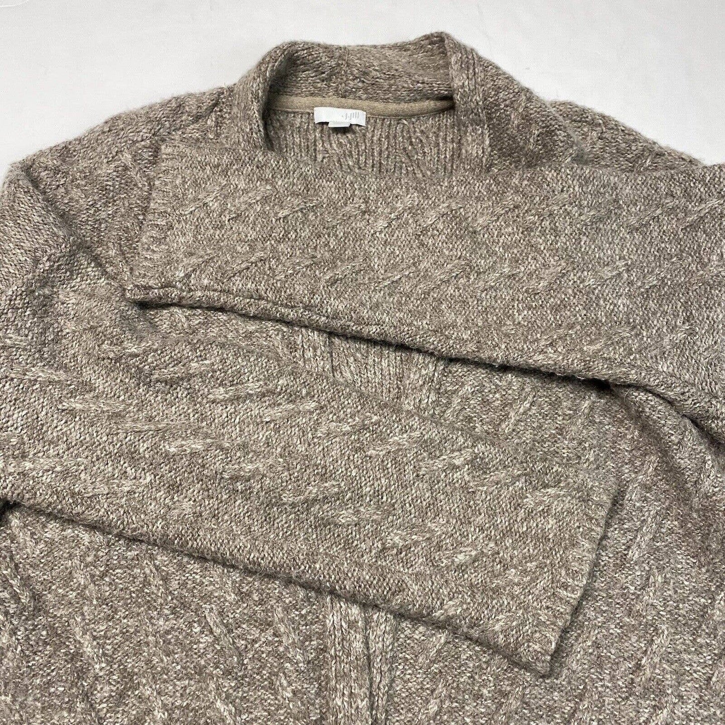 J. Jill Knit Cardigan Sz Medium Taupe/Brown Neutral Open Front Long Sweater EUC