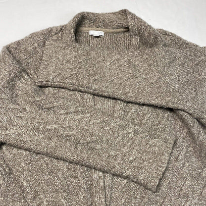 J. Jill Knit Cardigan Sz Medium Taupe/Brown Neutral Open Front Long Sweater EUC