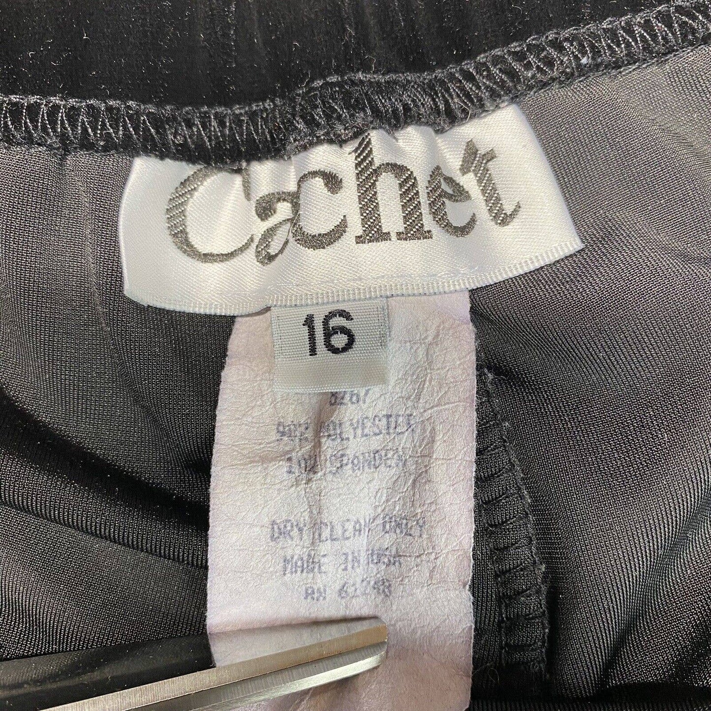 Vintage Cachet Velvet Wide Leg Pants Sz 16 Black Pull On Casual Made In USA