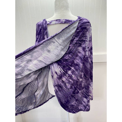 LIVI Active Purple Tie Dye Top Womens 22/24 Crossover Open Back Long Sleeve NEW