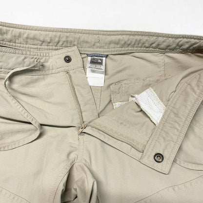 North Face Cargo Capri Sz 8 Beige Nylon Hiking Trail Cropped Pants Cinch Hem EUC