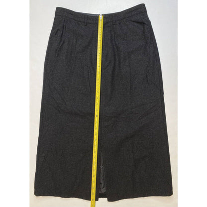 Eddie Bauer Wool Blend Midi Skirt Womens 8 Dark Gray Long Lined Slit Pockets