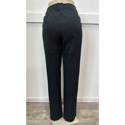 St John Sport Straight Leg Trousers Womens 10 Black Dress Pants Exposed Seams