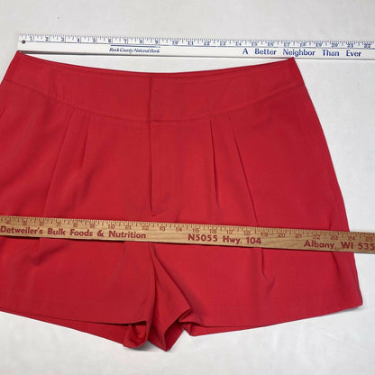 JLO Jennifer Lopez Pleated Shorts Sz 16 High Rise Neon Red/Pink Plus Size EUC