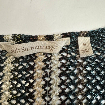 Soft Surroundings Open Knit Tunic Sweater Sz Medium Netting Beach Pullover NEW