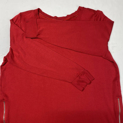 Chicos Zenergy Soft Sweatshirt Tunic Top Sz 3 (XL) Red Long Sleeve Side Zippers