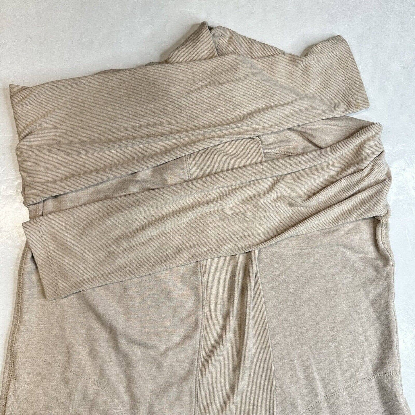 J.Jill Fit Open Front Cardigan Sz Medium Neutral Beige Long Sweater Modal Blend
