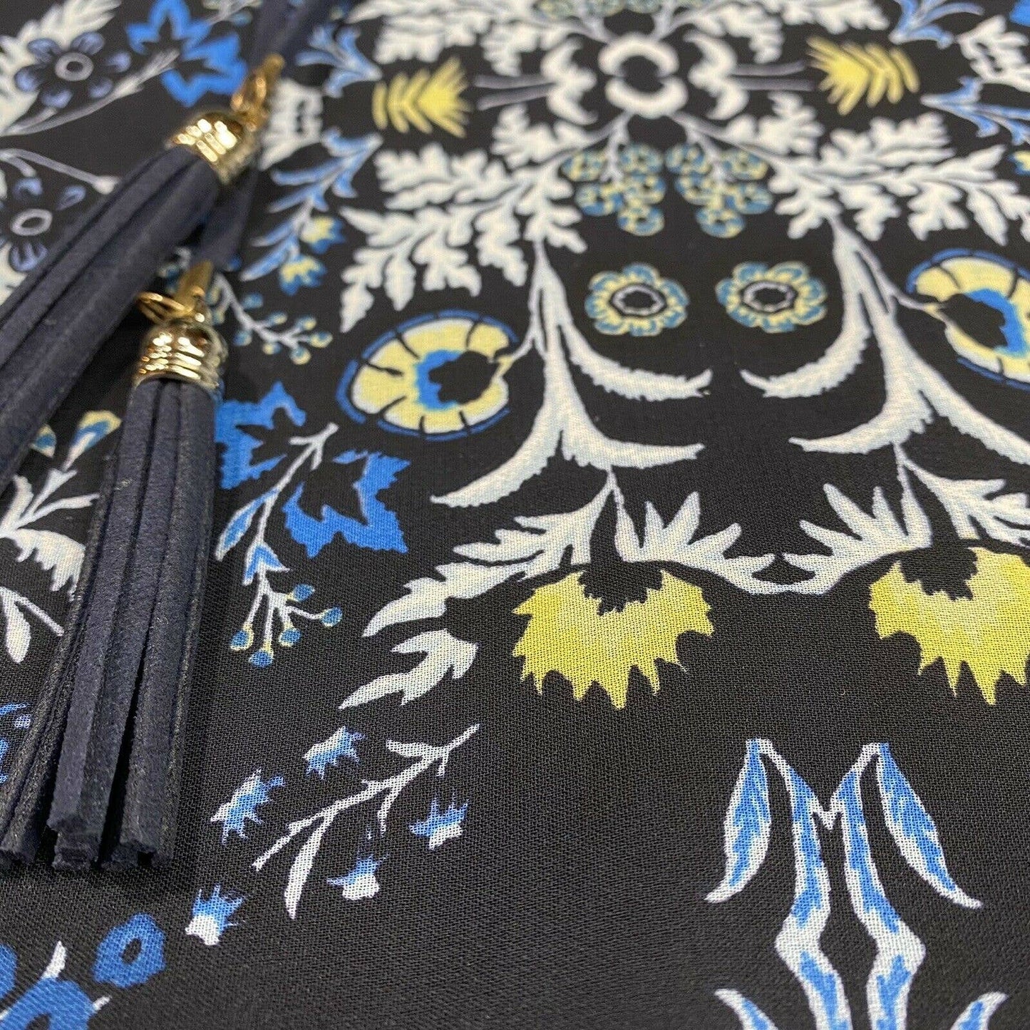Vince Camuto Mini Dress Sz 6 Navy Blue Floral Tiered Ruffled Sleeve Tassels NEW