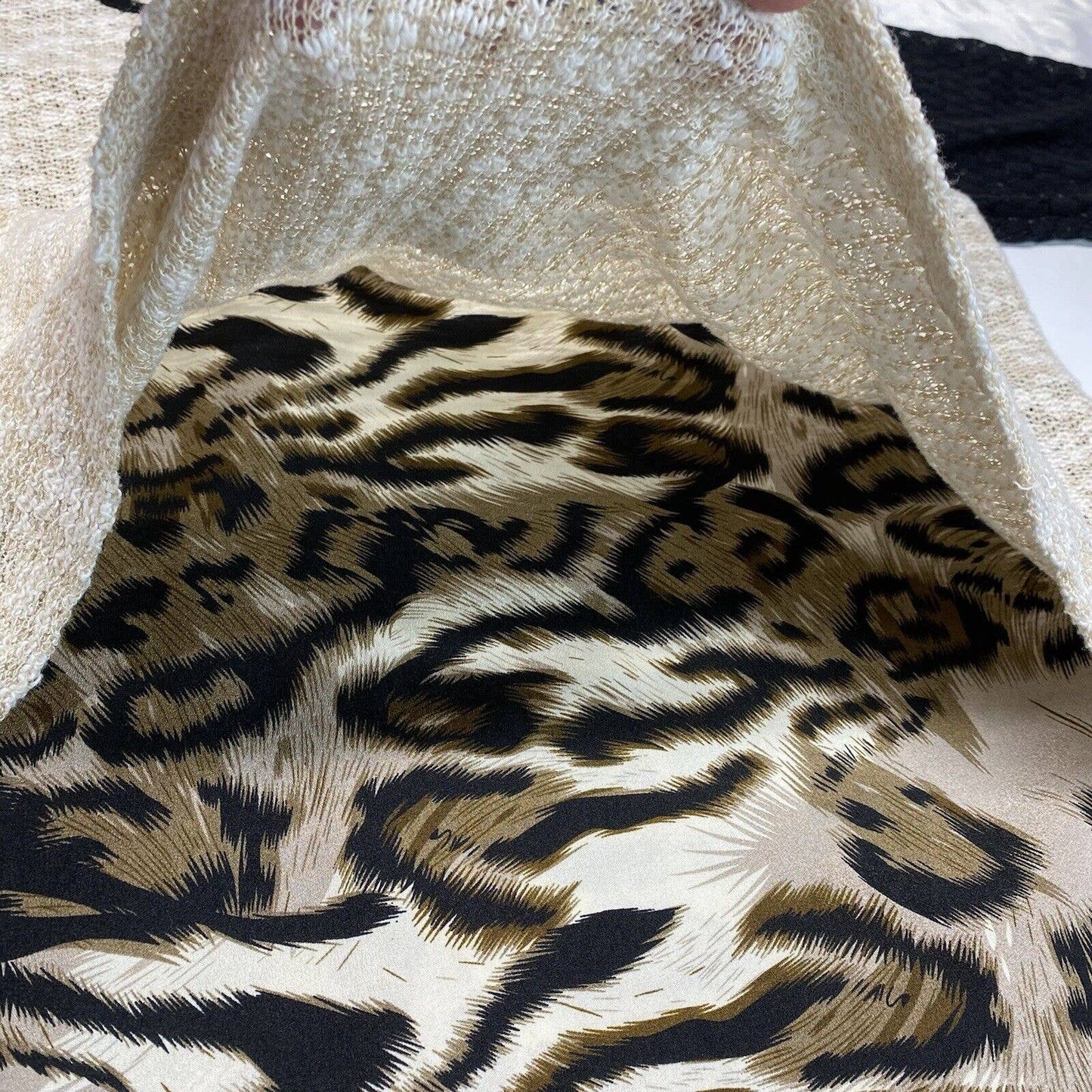Poeme By Citron Layered Tunic Top Sz Medium Animal Print Split Back Tiered Long