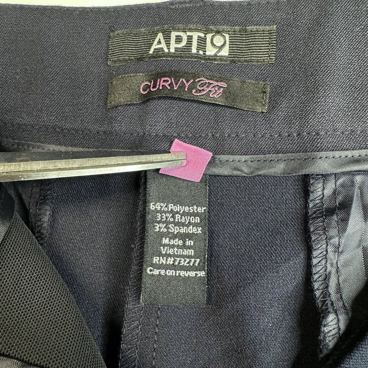 APT 9 Curvy Wide Trouser Leg 16 Navy Blue Stretch Dress Pants Career Plus NEW