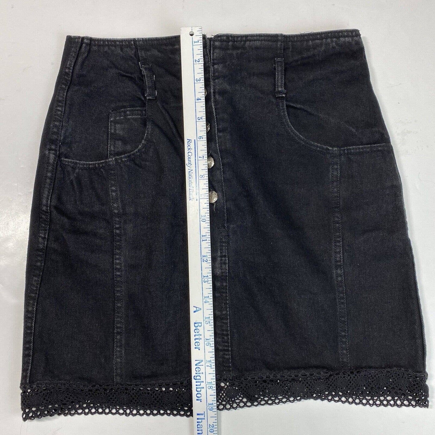 Vintage Jean St. Tropez Denim Skirt Sz 13/14 Black 100% Cotton *Measures Smaller