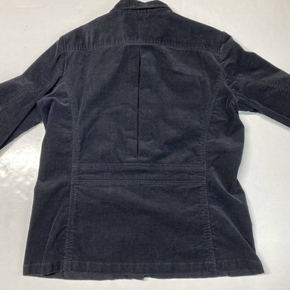 Lands End Corduroy Jacket 14 Womens Black Button Up Shacket Long Sleeve Pockets