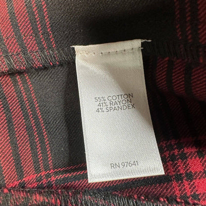 J.Jill Slim Leg Pants 4 Red/Black Plaid High Rise Stretchy Trouser Academia NEW