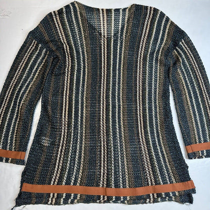 Soft Surroundings Open Knit Tunic Sweater Sz Medium Netting Beach Pullover NEW