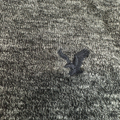 American Eagle Sweater Men XL Gray V-Neck Athletic Fit Long Sleeve Knit Cotton