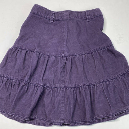 H&M L.O.G.G. Corduroy Ruffle Skirt Sz 8 Womens Purple Short 100% Cotton Side Zip