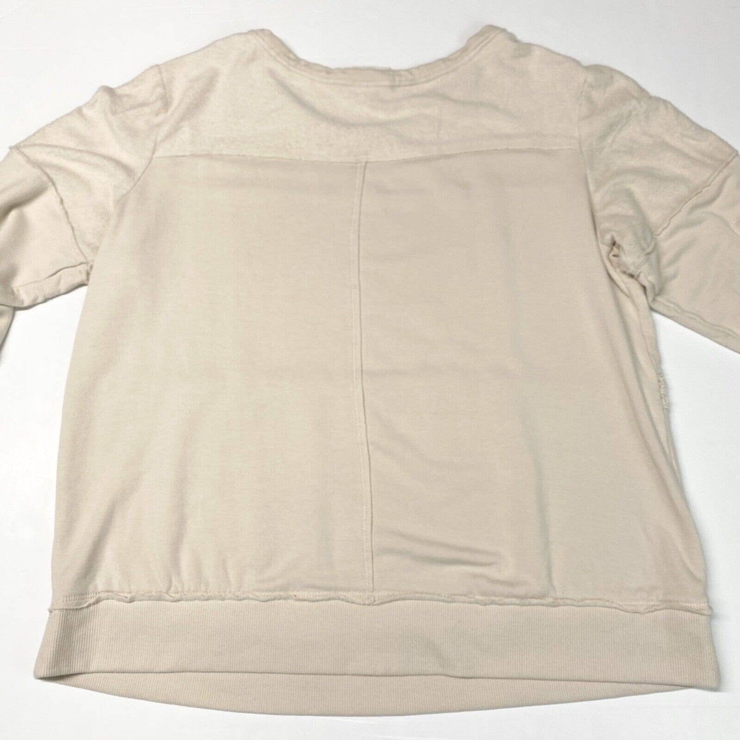 Knox Rose Sweatshirt XL Beige Stretchy Knit Casual Long Sleeve Top Exposed Seams