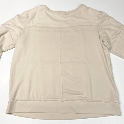 Knox Rose Sweatshirt XL Beige Stretchy Knit Casual Long Sleeve Top Exposed Seams