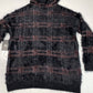 Rock & Republic Furry Hooded Sweater Sz Large Black Plaid Soft Fuzzy Hoodie NEW